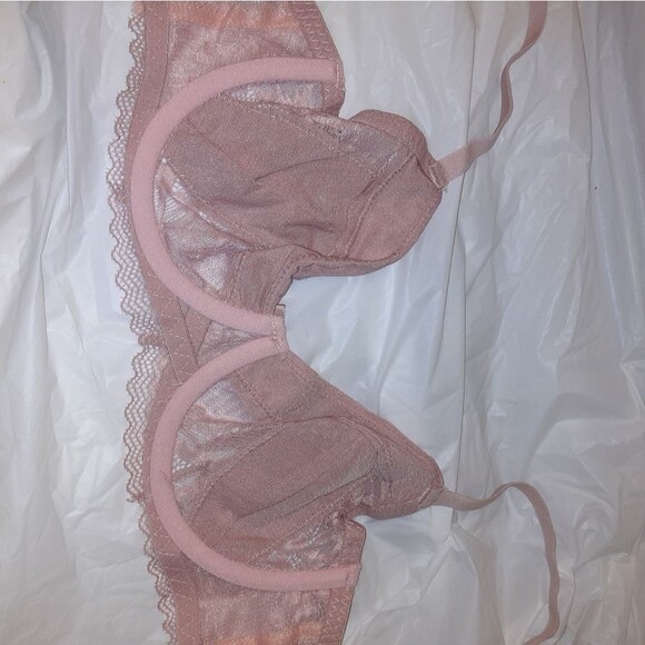 Youmita 40C Pink Suede Soft Lace Unpadded Bra NWT - Picture 8 of 9